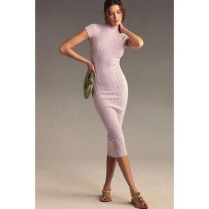 GOOD AMERICAN Women's Ribbed Terry Midi Dress Size M In Lavender